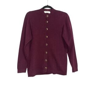 St John Vintage Santana Knit Gold Button Plum Cardigan 4